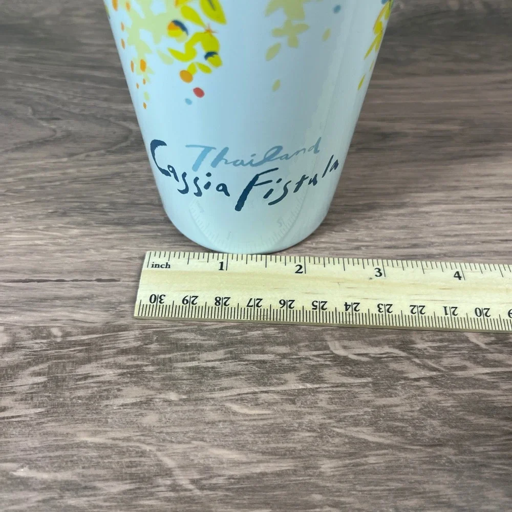 Starbucks Tumbler Thailand Cassia Fistula 16oz White Yellow Floral Stainless Mug - Picture 11 of 11